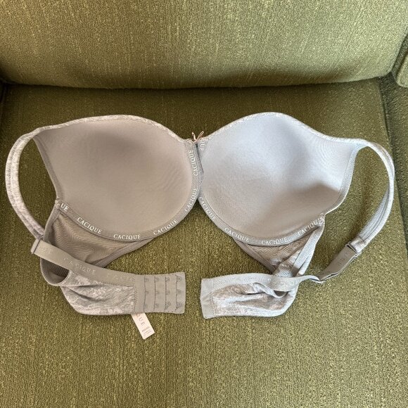 Lane Bryant Cacique 38DDD Gray White Floral Lightly Lined T-Shirt Bra - Picture 3 of 4